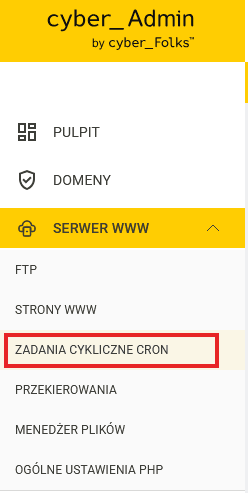 Zadania CRON cyber_admin menu