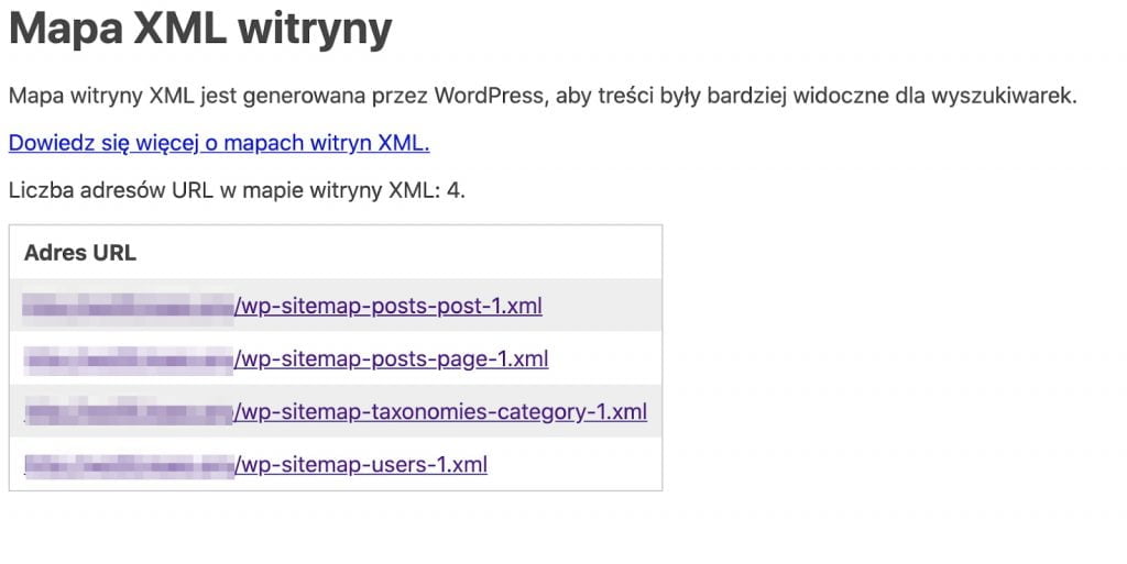 Indeks plików sitemap.xml w WordPress 5.5