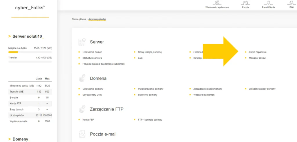 Kopie zapasowe w DirectAdmin