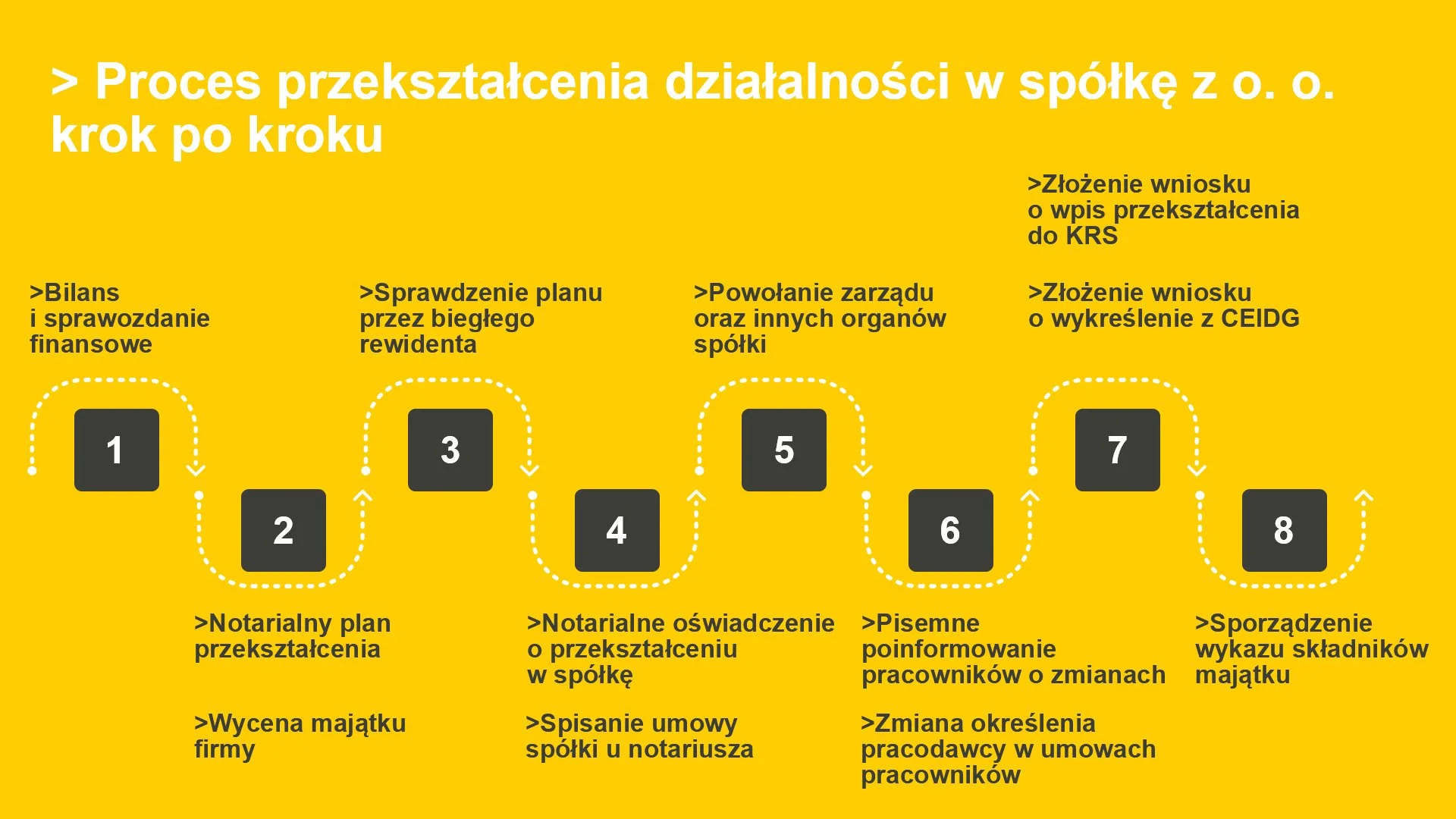 proces przekształcania działności w spółkę z o.o.
