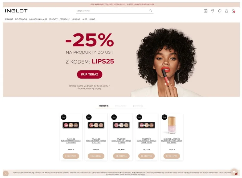 Sklep internetowy Inglot - na serwerze cyberfolks.pl