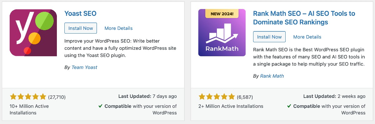 Yoast SEO vs. Rank Math w repozytorium wtyczek