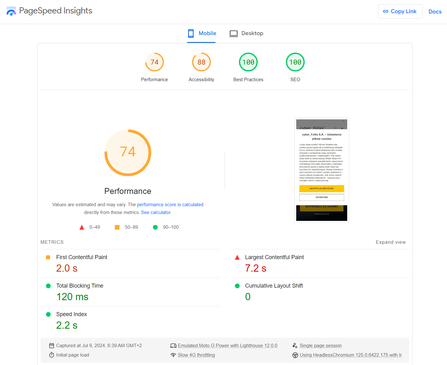 Responsywność strony. Google PageSpeed Insights – weryfikacja mobilna.