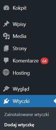 Sekcja wtyczki w kokpicie WordPressa