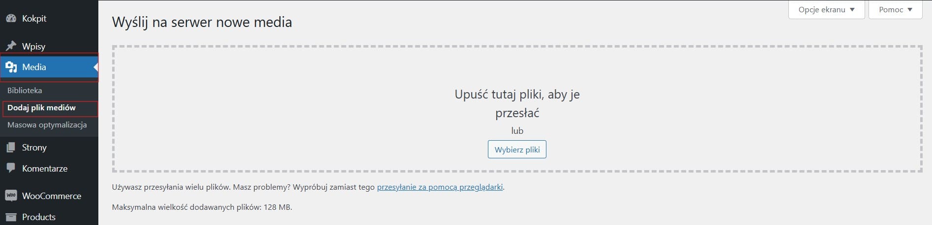 Sprawdzanie aktuanego limitu przesyłania mediów w WordPress