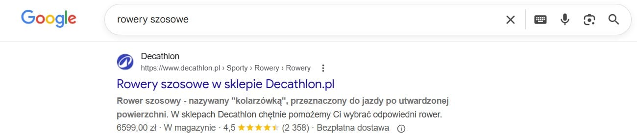Dane strukturalne w wynikach wyszukiwania. BreadCrumbs dla sklepu internetowego