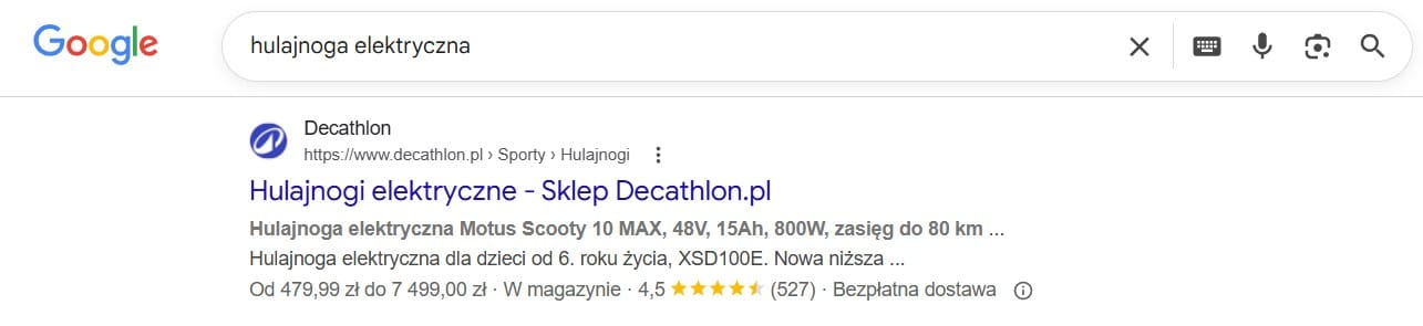 Dane strukturalne w wynikach Google