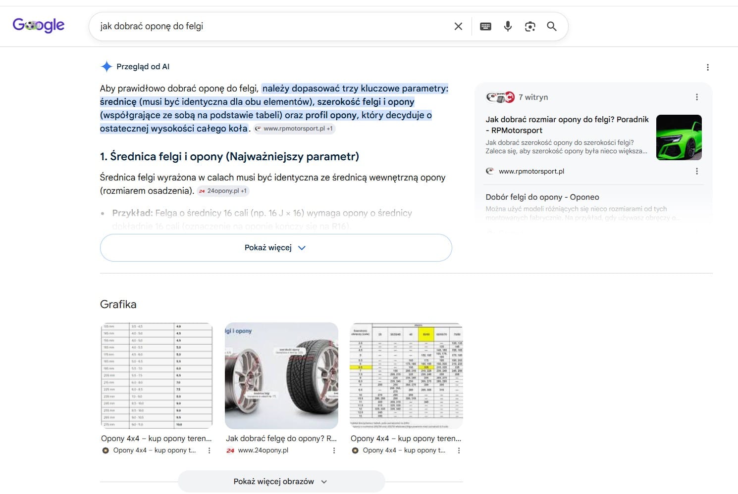 Wyniki wyszukiwana Google dla frazy. Źródło: google.pl