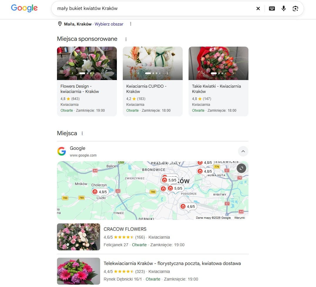 Wyniki wyszukiwana Google dla frazy