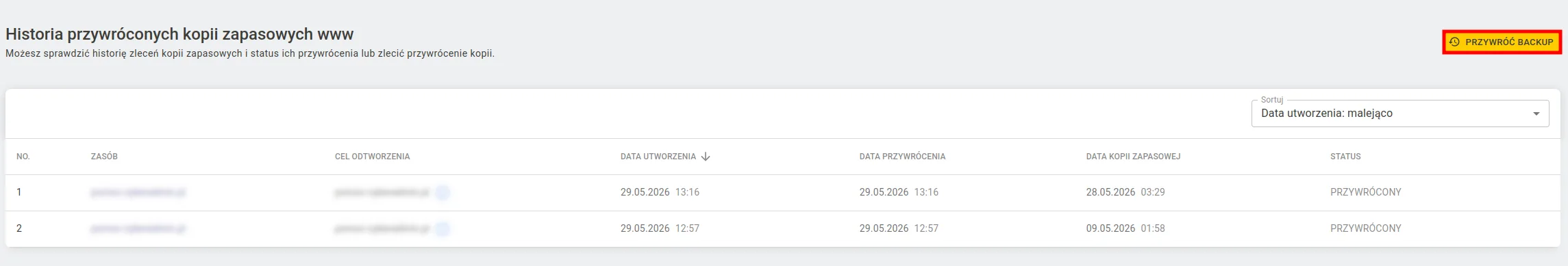 Przywracanie kopii zapasowej
