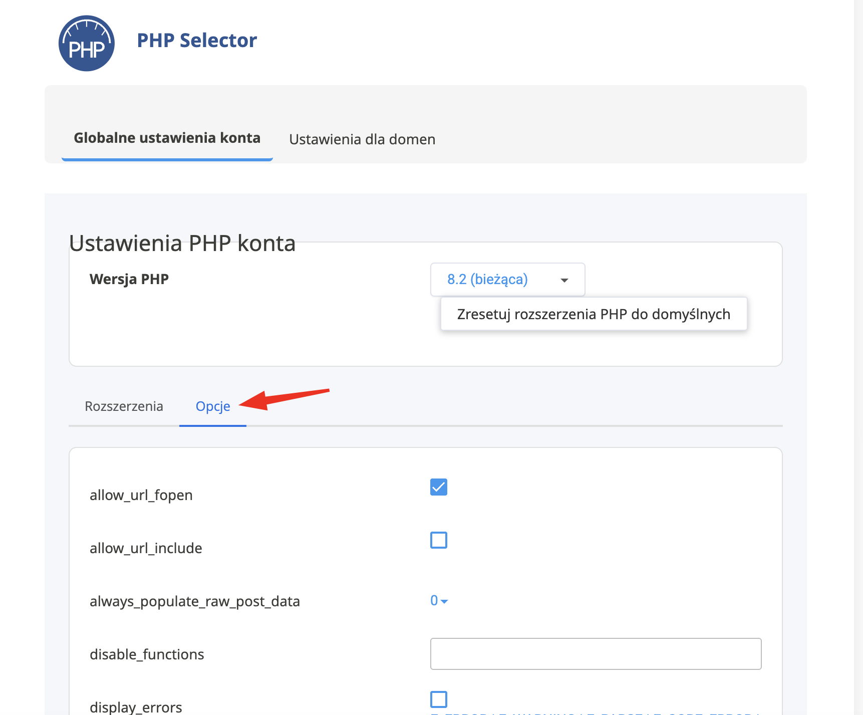 Zrzut ekranu z Panelu direct_Admin w Cyberfolks